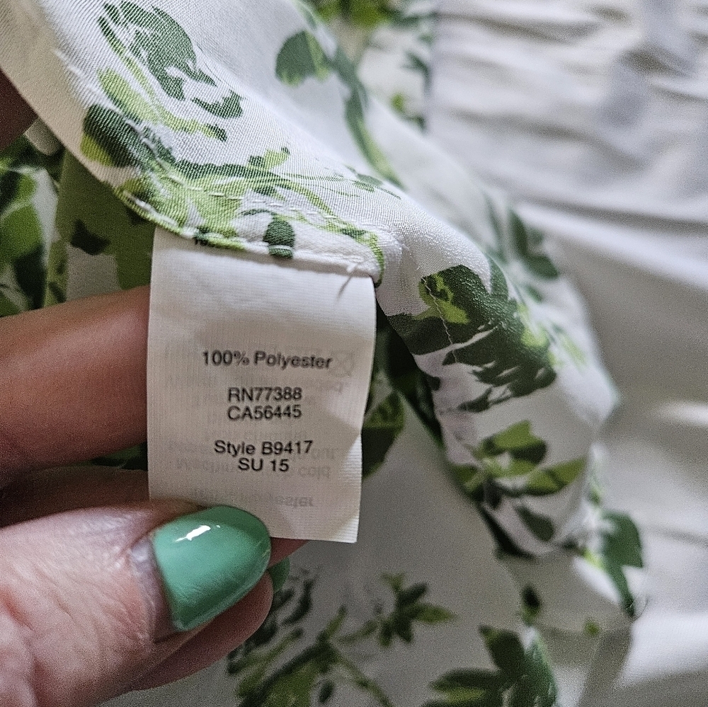 J.Crew Women's Leaf Patterned Sleeveless Top in Green and White Size S - Picture 7 of 7